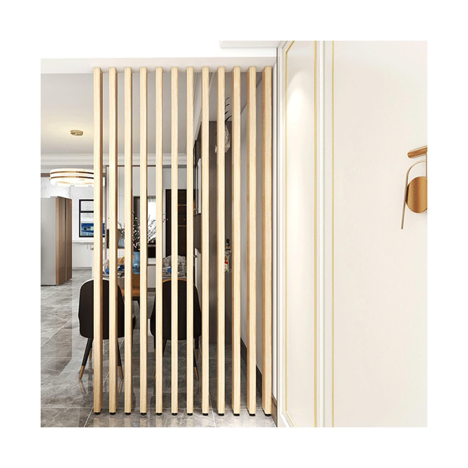 Séparateur d'espace polyvalent en bois pour structurer un grand studio