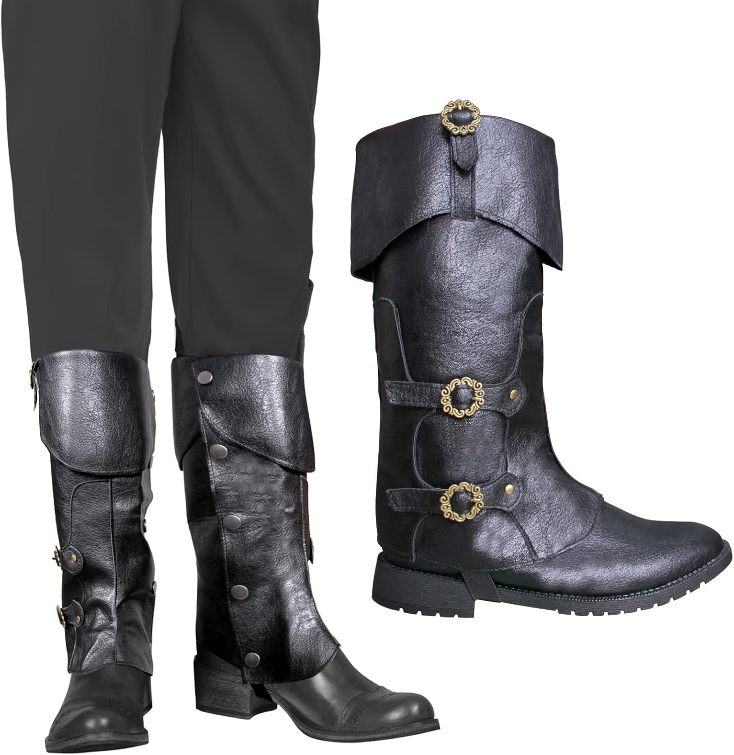 Medieval Pirate Boot Cover Men - Renaissance Pirate Boot Covers Cosplay Accessories Gothic Halloween Costume - Image 7