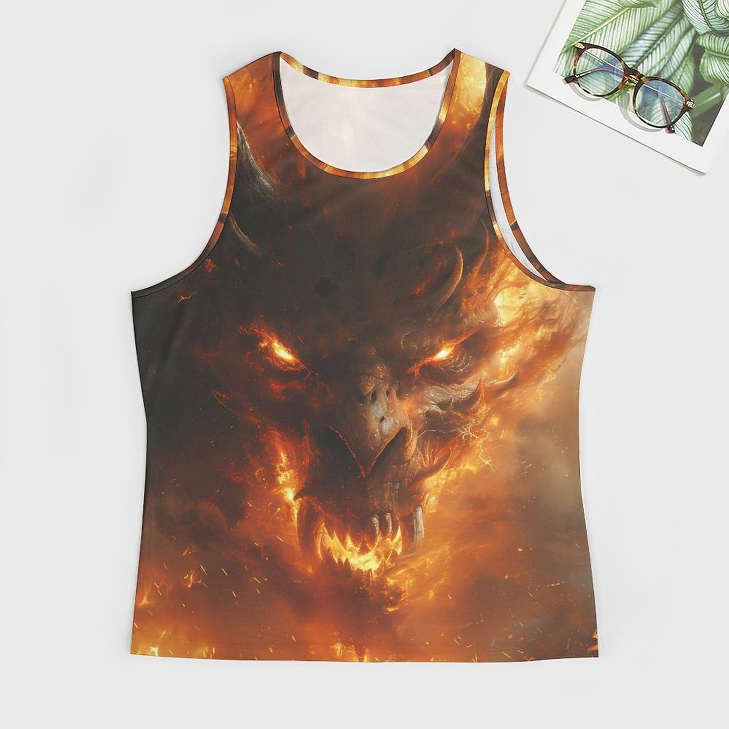 Mens Gym Tank Tops Beast Dragon Graphic Tees Satanic Skull Streetwear Vintage Hipster Pattern Summer Hawaiian Shirts