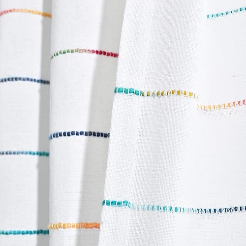 Miniatura 4 de Lush Decor Paneles de cortina de ventana de algodón teñido con hilo de rayas degradadas, par de cortinas de 40 pulgadas de ancho x 95 pulgadas de