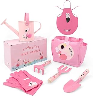 Altdorff Girls Gardening Set, Kids Garden Tools Kit Include 3 Pieces Hand Tools, Kids Apron, Tote Bag, Garden Glove and Watering Can, Garden Toys Gifts for Children