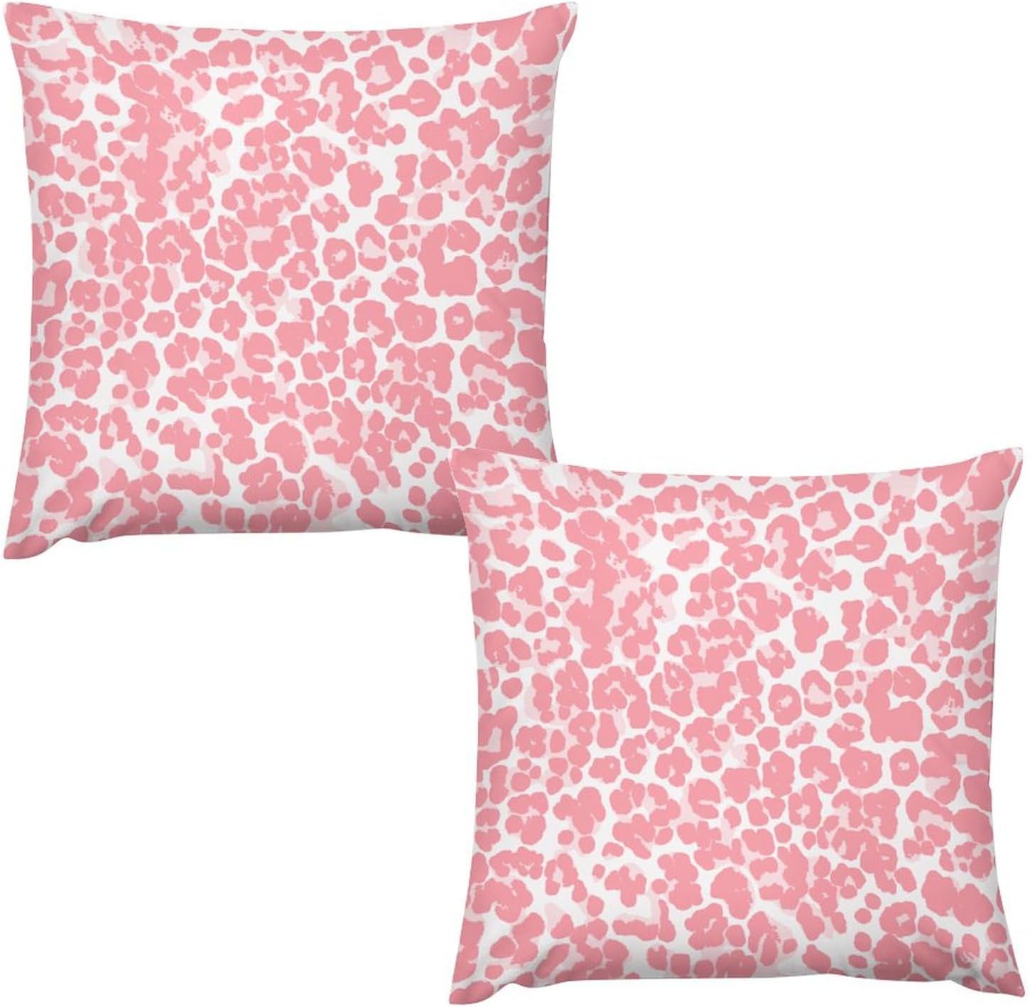 ArogGeld Pack of 2, Chinoiserie Pillow Cover 24"x24" Light Pink and White Leopard Sofa Pillowcase Leopard Print Animal Cheetah Throw Pillowcase with Zipper Farmhouse Velvet Cushion Covers
