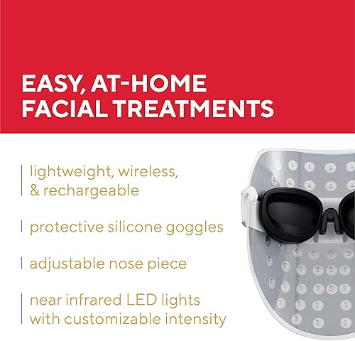 Miniatura 4 de Mirabella Terapia de luz LED de 7 colores para cara con luz infrarroja cercana, inalámbrico, recargable, multicolor y máscara de terapia de luz roja