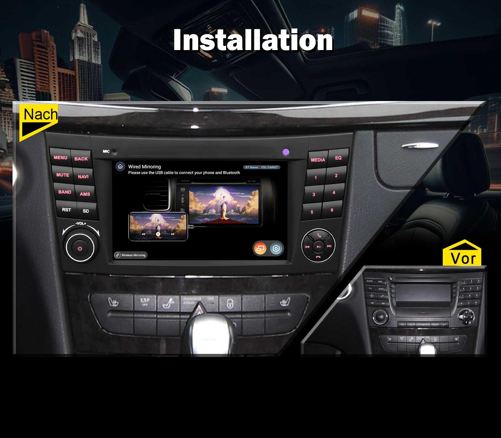 Qualcomm radio samochodowe ośmiordzeniowe, 8 GB + 128 GB, Android 14.0, DAB+, do Mercedes Benz klasy E W211, CLS, klasa W219 z nawigacją GPS, bezprzewodowe, Apple CarPlay Android, Auto DSP WiFi