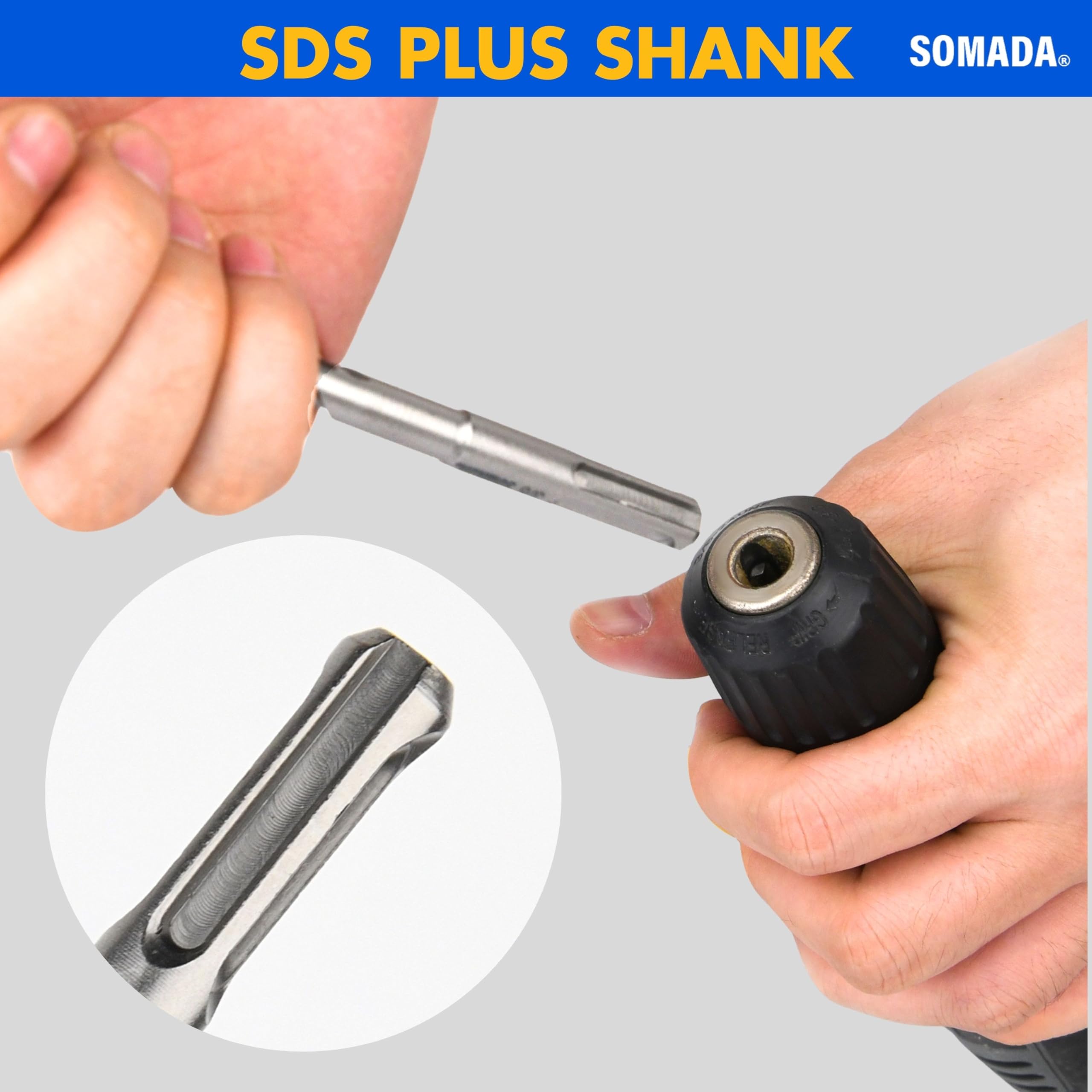 SOMADA Broca de martillo giratorio SDS-Plus de 1 pulgada x 12 pulgadas SDS Plus - Punta de carburo para perforación de hormigón, ladrillo, piedra y mampostería
