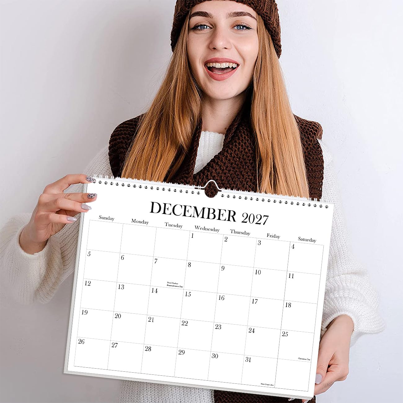 Kalender 2025-2026 - Wandkalender von November 2025 bis Juni 2027, 2026 Wandbehang Kalender Planer mit dickem Papier, 30,5 x 36,8 cm, Schwarz