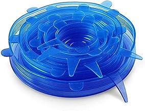 اغطية مطاطية من السيليكون قابلة للتمدد، 6 عبوات من المقاسات المختلفة (ازرق)