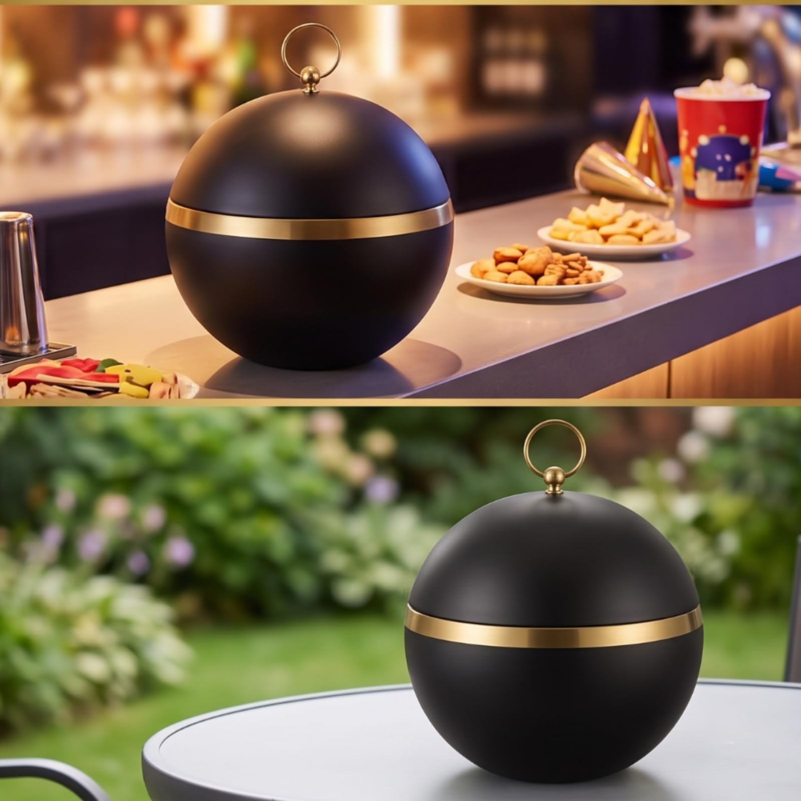 Cubitera Fútbol Grande Cubitera con Tapa y Pinzas Térmico Recipiente para Fiestas