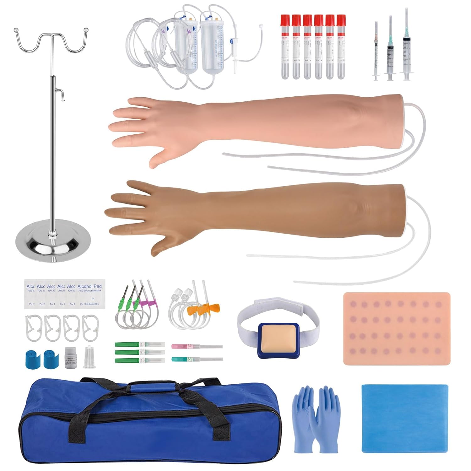 SimCoach Phlebotomy Practice Kit for Injection Training, IV Practice Kit with Phlebotomy Arm, Venipuncture and Blood Draw Practice Kit for Medical Education, Nursing School Essentials