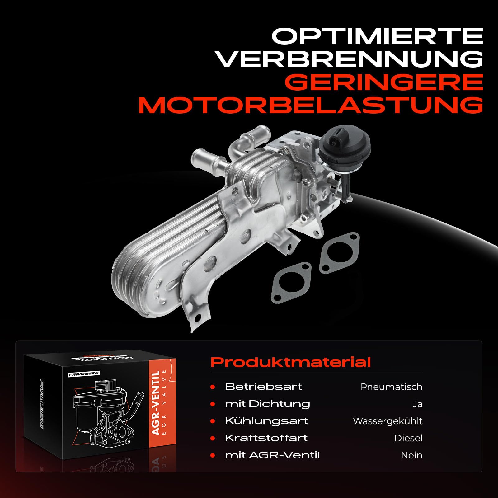 Frankberg AGR-Ventil Kühler Abgasrückführung für A3 Altea Leon Toledo III Octavia I II Superb II B-o-r-a Golf IV V J-e-t-t-a III New Beetle P-a-s-s-a-t T-o-u-r-a-n 1.9 TDI Diesel 2003-038131063D