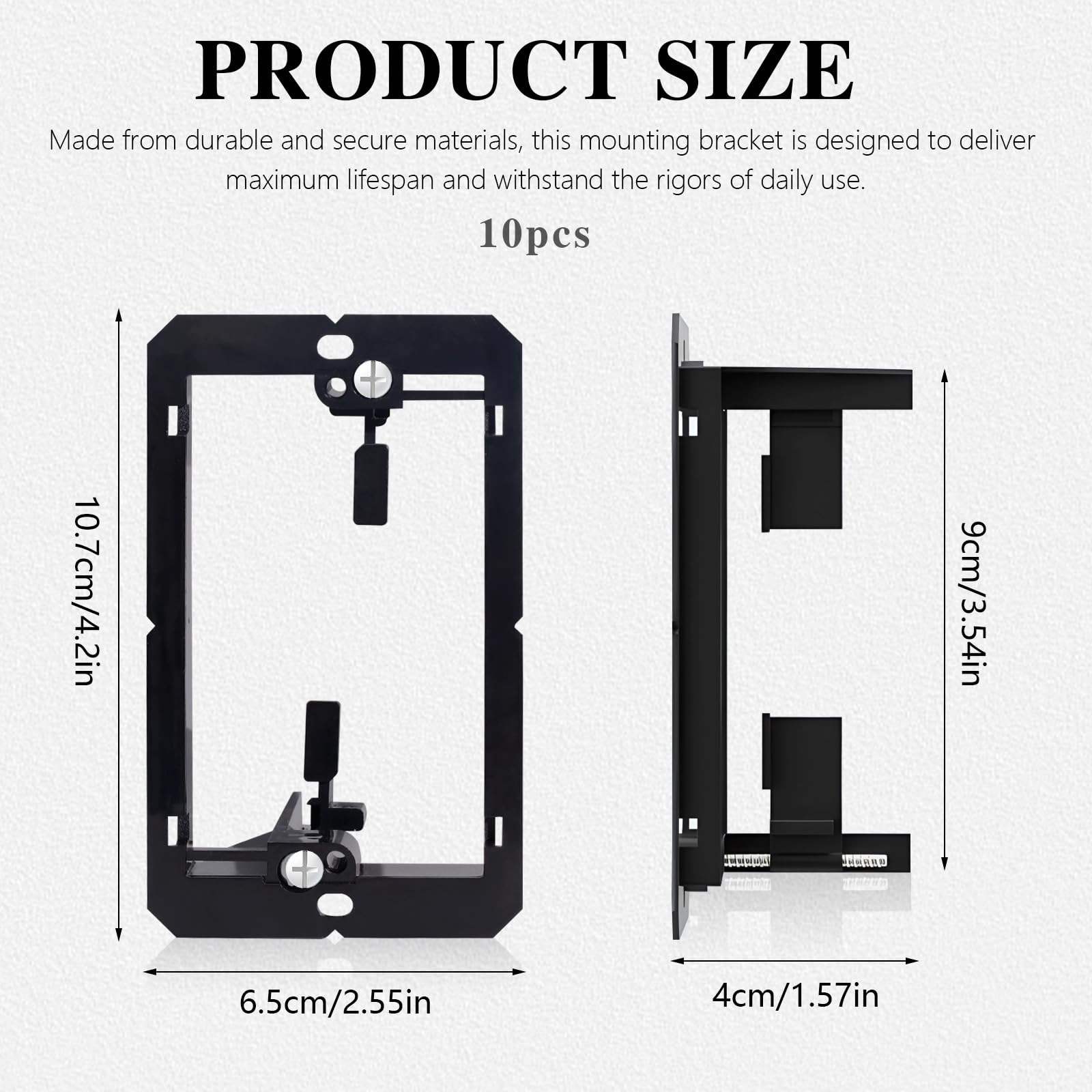 10PCS Low Voltage Mounting Bracket, 1 Gang Low Voltage Bracket, Low Voltage Wall Plate for HDMI, Coaxial, in Wall Cable Management Kit (Black)
