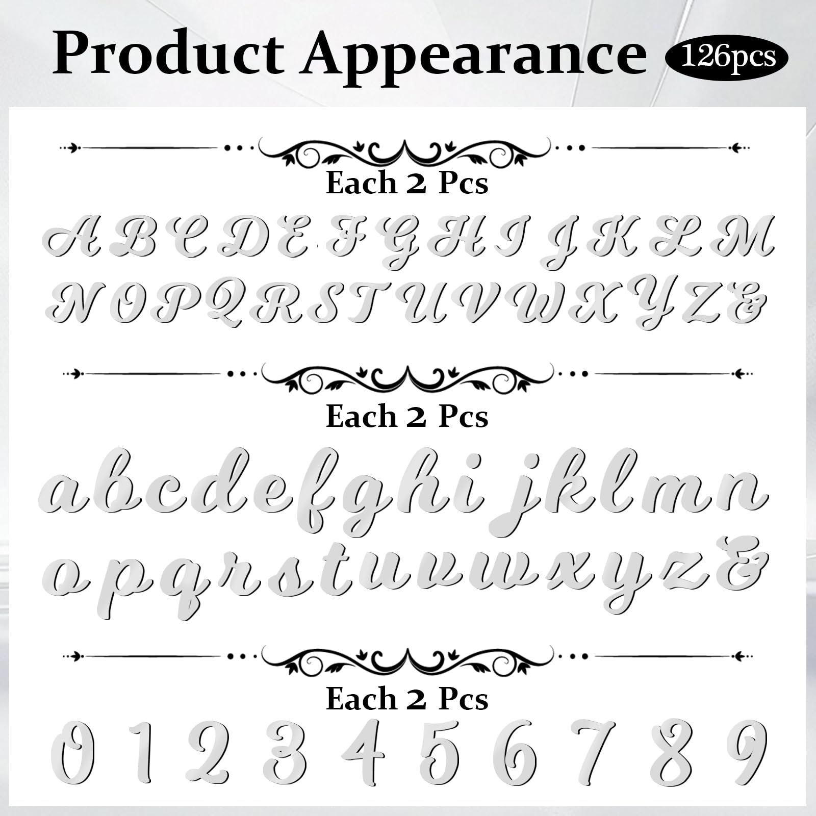 VASTRISE 126 PCS Custom Name Cake Topper Acrylic Letters DIY Personalized A-Z & 0-9 Number Alphabet Cake Decoration For Wedding Anniversary Baby Shower Party Birthday Supplies (Silver)