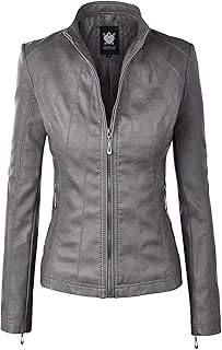gray leather jacket womens