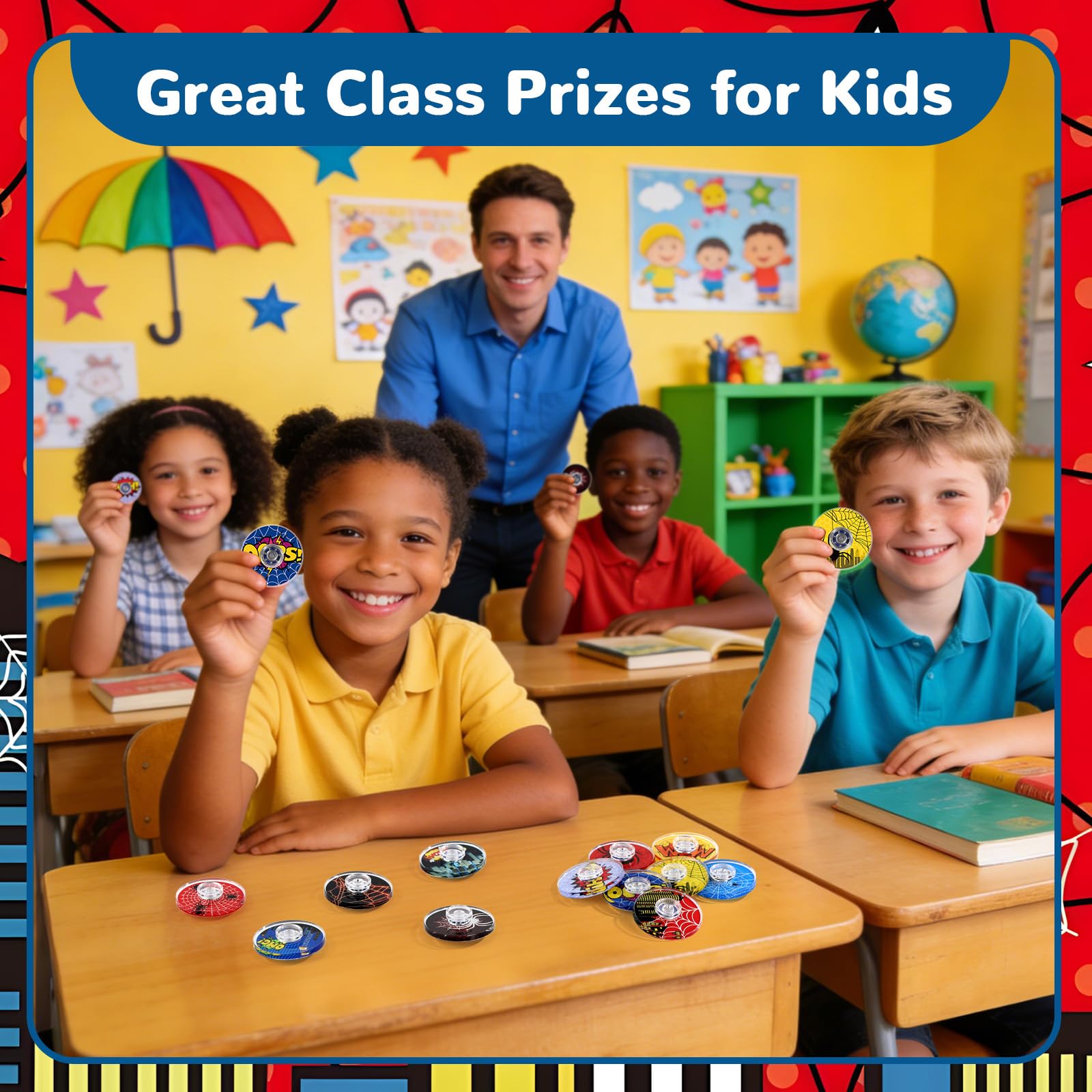 SCIONE 52 Pezzi Mini Spinner Ragno – Plastica Resistente, Giocattoli Sensoriali Silenziosi per Bambini– Regali per Borse Festa, Premi Scolastici, Regali di Compleanno, Antistress