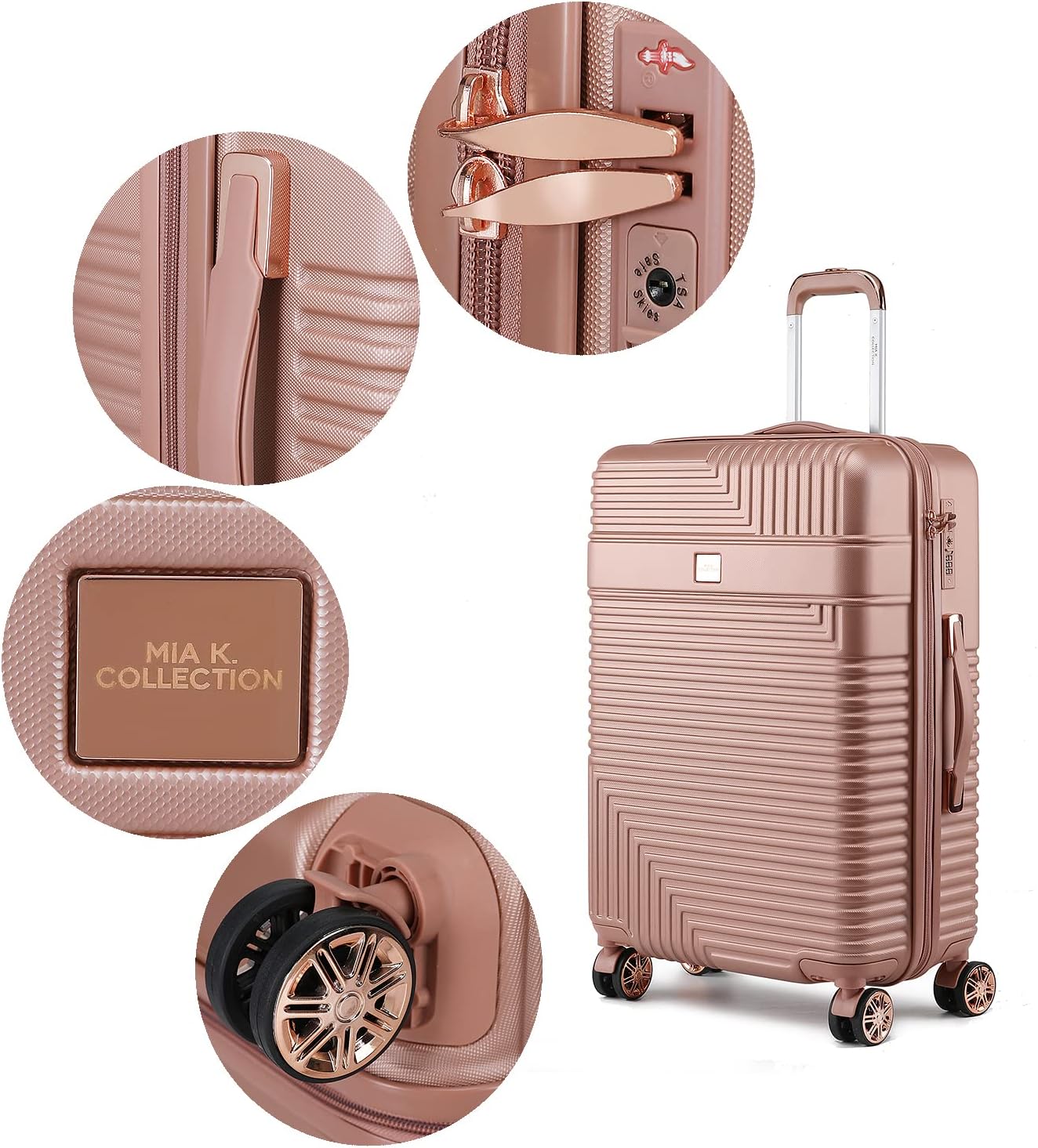 MKF Collection Large Suitcase with wheels, Polycarbonate Fashion Travel bags Spinner Hardshell Lightweight Luggage