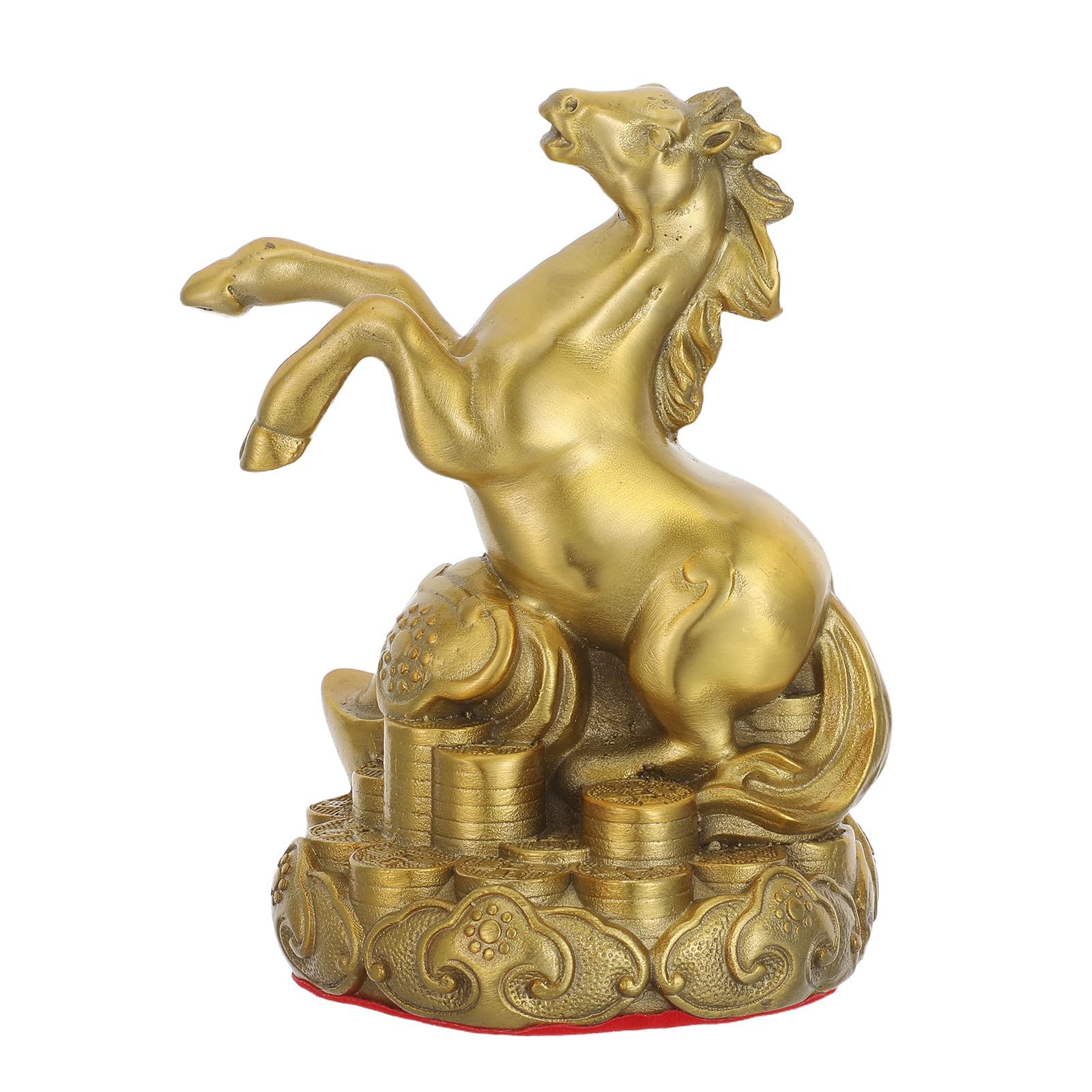 Healifty Messingpferd Stehende Figur, Chinesisches Tierkreiszeichen, Gold