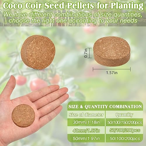 Miniatura 15 de ZeeDix Pellets de fibra de coco orgánico para macetas, 150 unidades de 1.181 in comprimida de fibra de coco para iniciación de semillas de coco