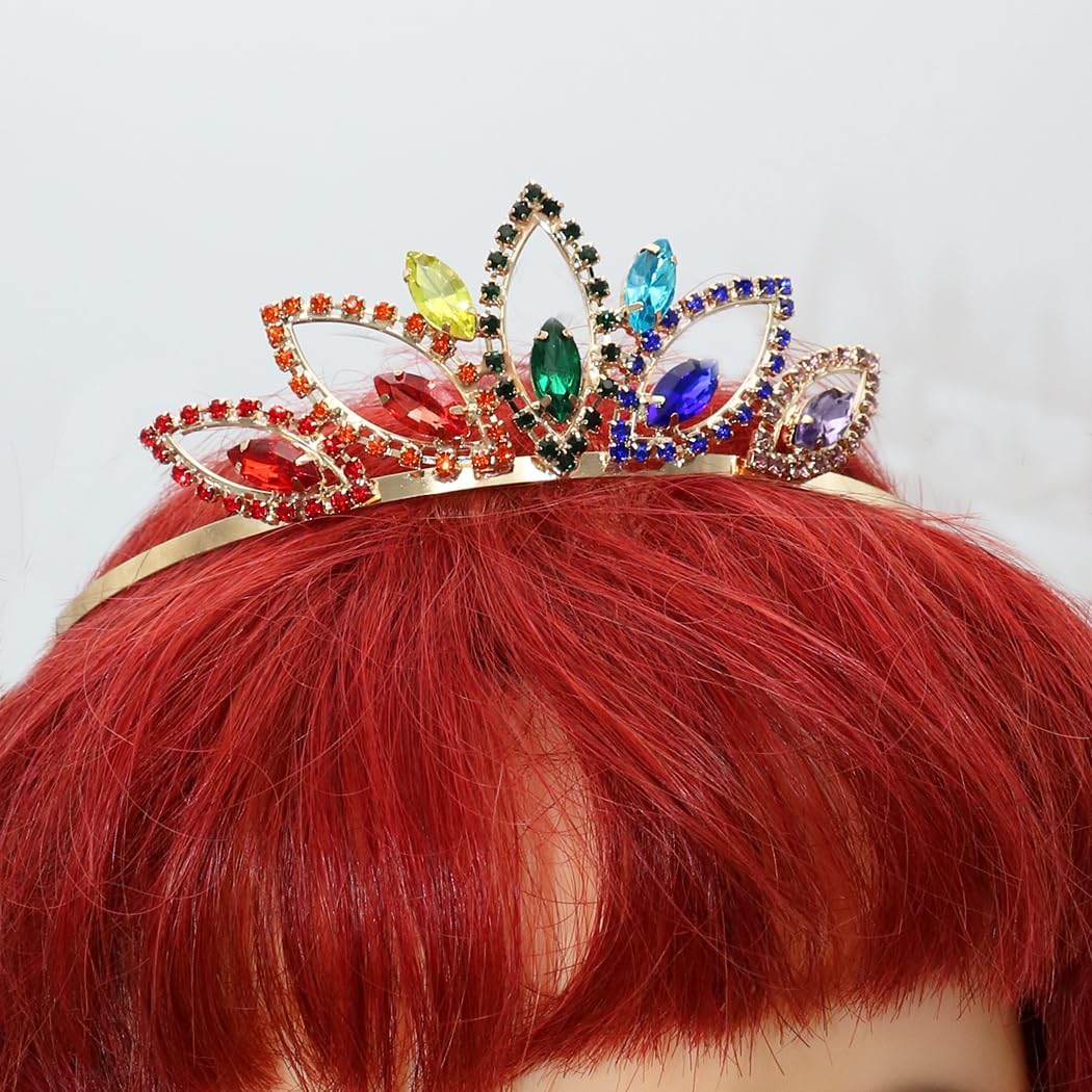 Rosemarie & Jubalee Women's Dazzling Crystal Rhinestone Royal Tiara Gold Tone Bridal Hair Crown Fairy Princess Dress Up Halloween Decoration