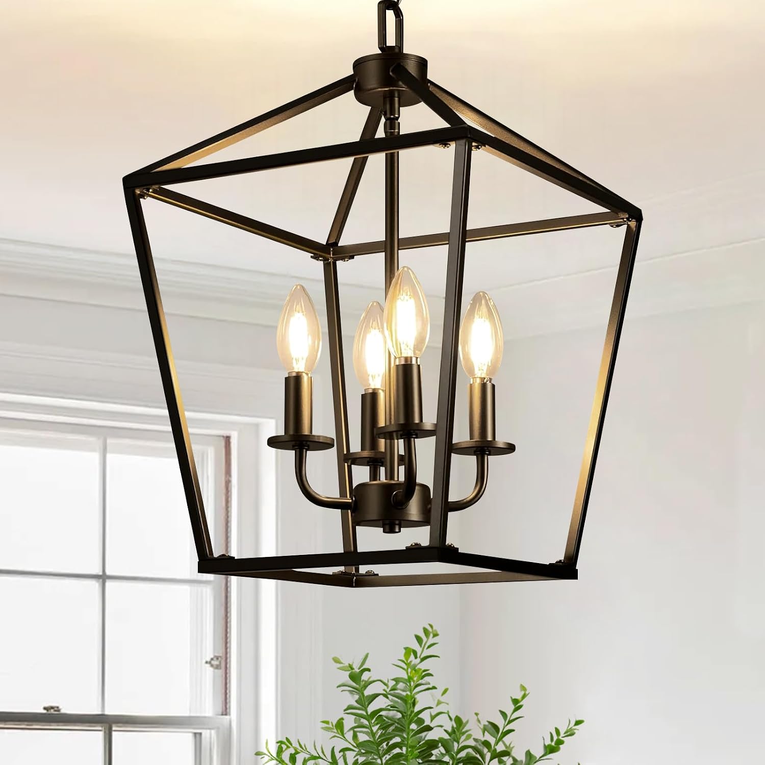 4 Light Chandelier,Farmhouse Lantern Dining Room Light Fixture(Without ...