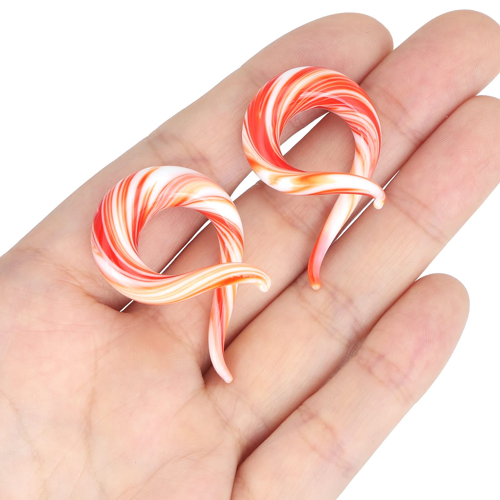 Stuppendux 2Pcs Ear Glass Spiral Tapers Plugs Tunnels Expander Hanger Gauges Earrings Stretching Body Piercings Jewelry: Style D 00G(10MM)