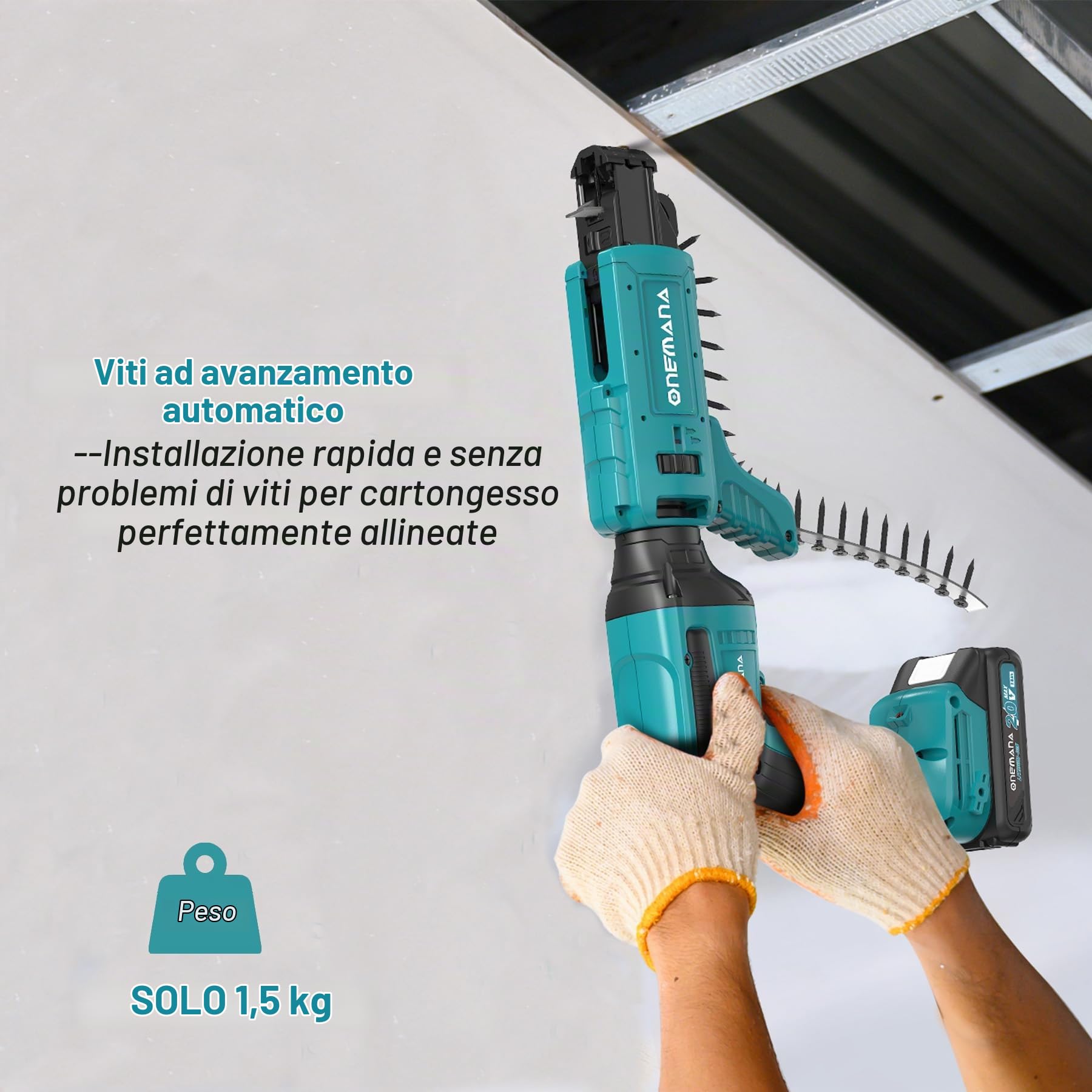 18V Avvitatore elettrico per cartongesso 1/4'' com meccanismo di caricamento (senza Batteria)