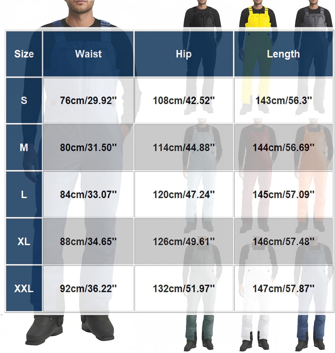 Mens Thermal Snowpant One-Piece Waterproof Windproof Bib Overalls Insulated Ski-Pants with Suspenders for Winter Sports