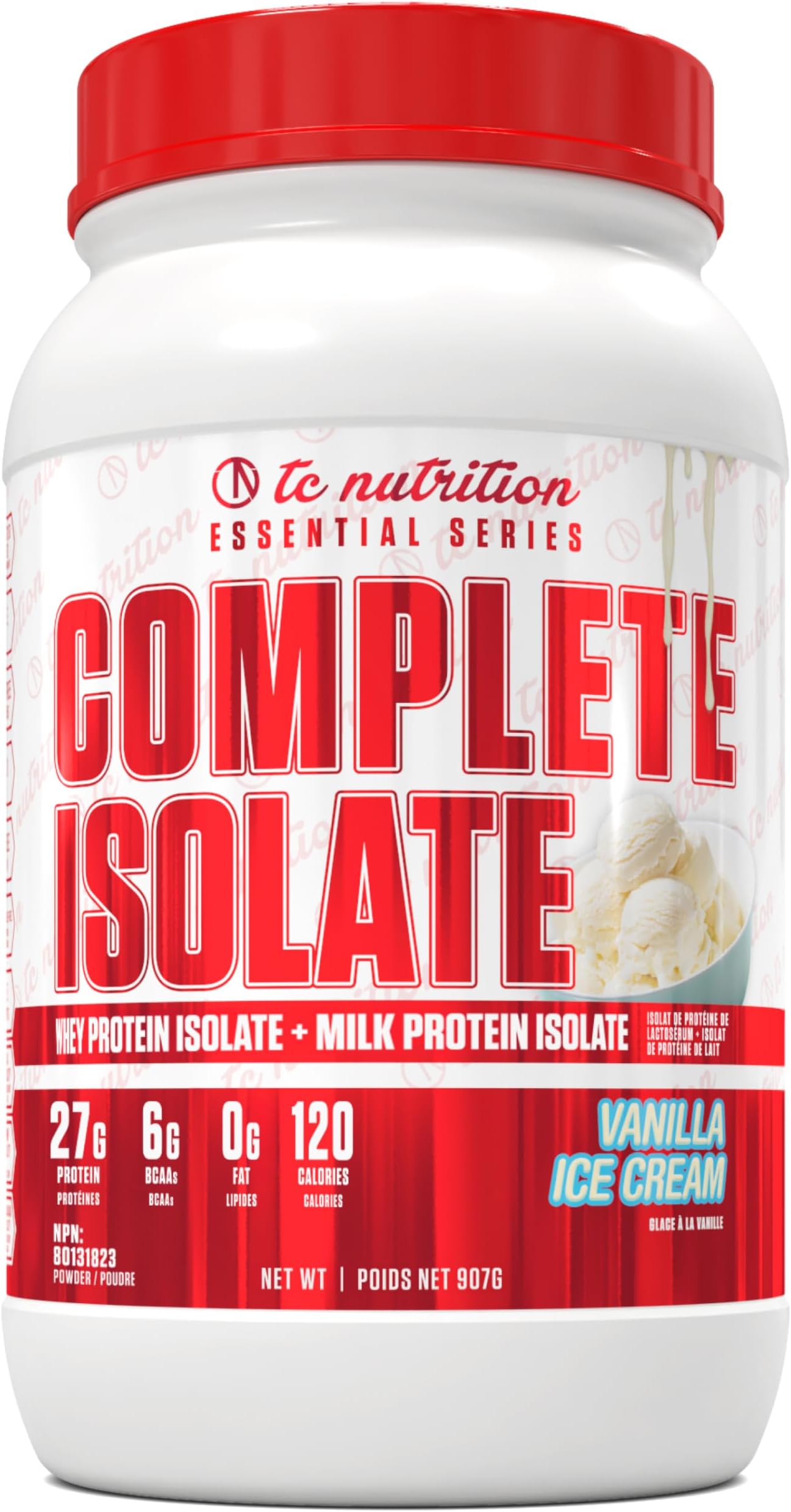 Complete Isolate Whey Protein Isolate + Milk Protein Isolate Powder - 27g Protein, Zero Fat or Sugar, Build Muscle, Improve Recovery, Whey Protein Powder, Vanilla Ice Cream, 28 serv (2lb)