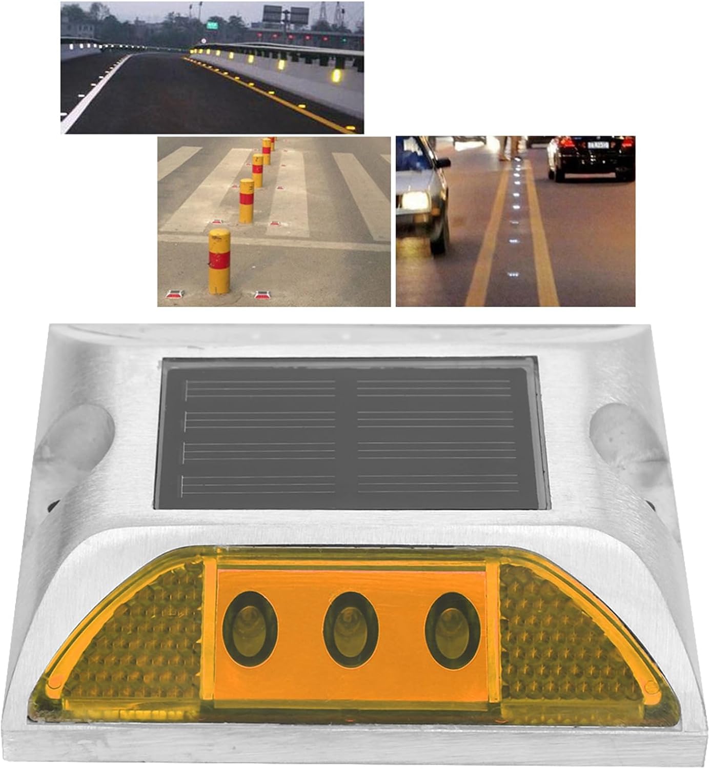 AUNMAS Solar Pathway Lights Outdoor, Solar Powered Driveway Markers, Ground Lights for Yard, Deck, Dock, Stairs and Sidewalk, No Wiring Needed(Yellow)