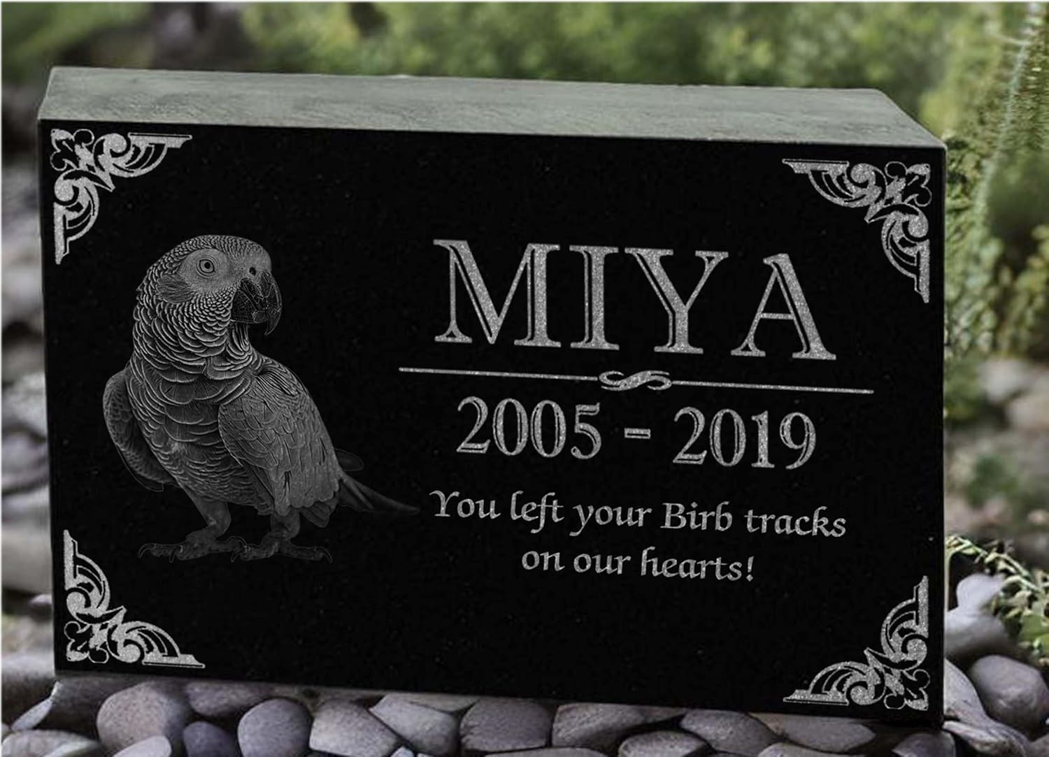Custom Granite Pet Memorial Stone w/Engraved Photo | Personalized Headstone Grave Marker Plaque | Dog Memorial Tribute Tombstone Monument