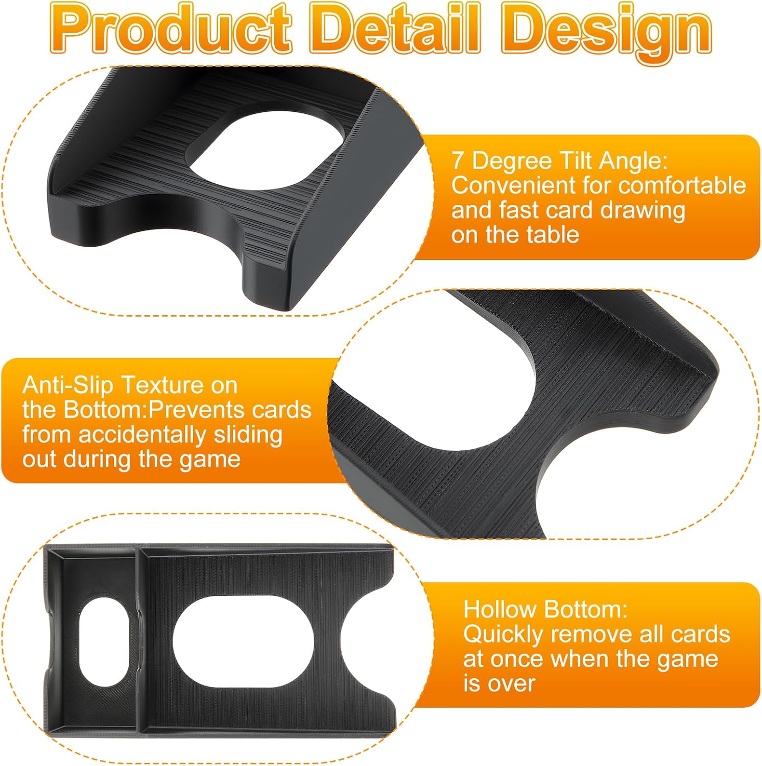 1 Pcs Draw and Discard Card Game Holder for Standard Sized Cards and Sleeves, 3D Printed Card Dispenser Deck Organizer, Non Slip Design on the Bottom, Compatible with TCG for Game Night