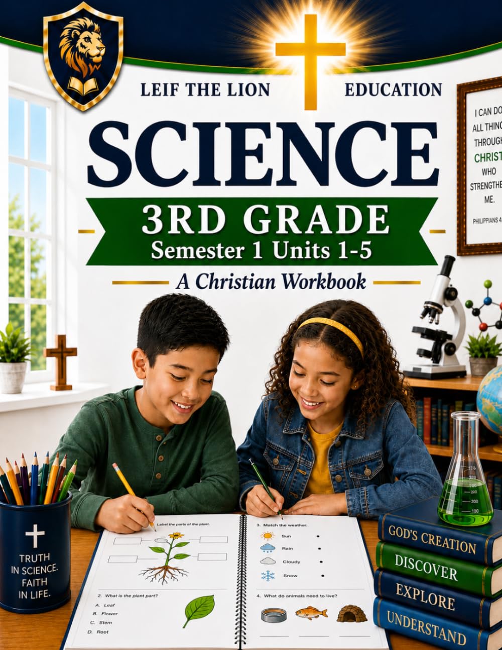 3rd Grade Science - Semester 1 Units (1-5): A Christian Homeschool Workbook (Science Semesters Grades 3-12)
