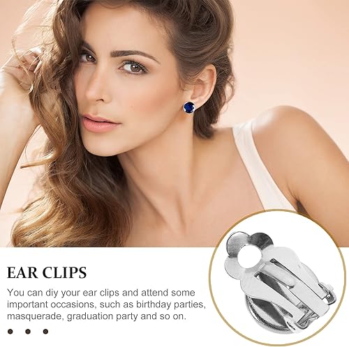 Miniatura 3 de Exceart 50 piezas de aretes de cabujón con clip para hacer joyas y manualidades de bricolaje, color plateado, 0.315 in