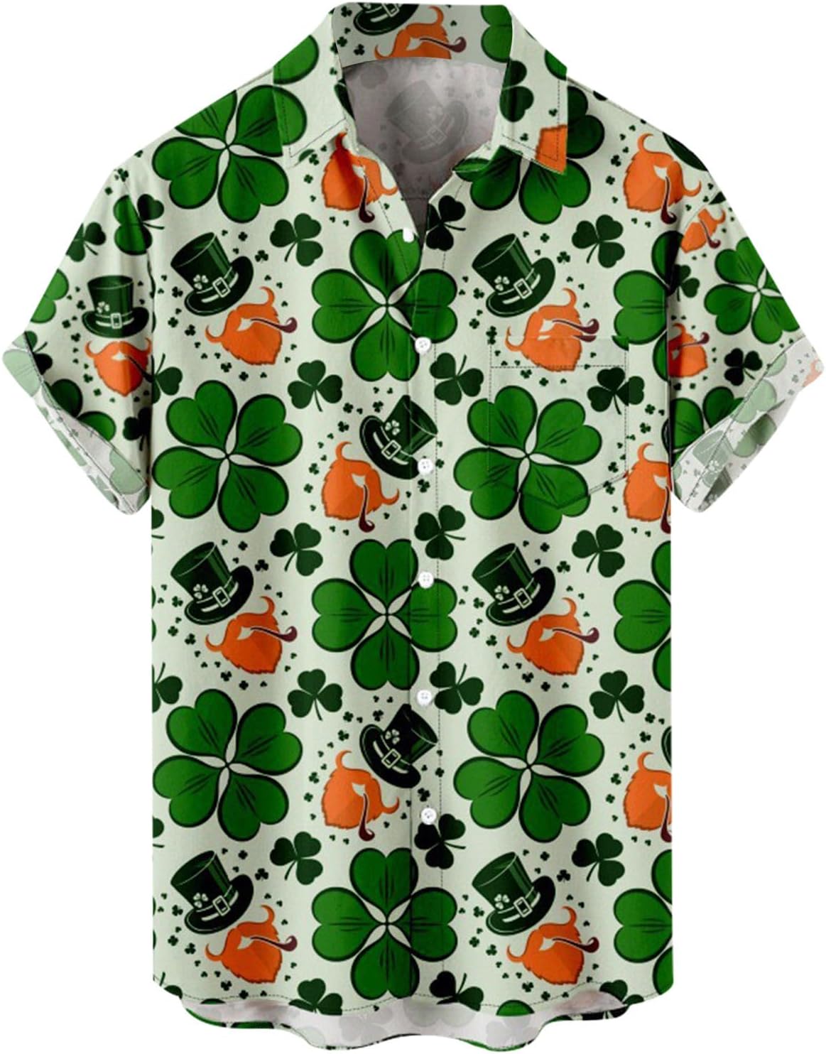 Mens St. Patrick's Day Shirts Retro Green Irish Hawaiian Shirts Clover Shamrock Printed Vintage Bowling Shirts Ireland Pride Tee Shirt Lucky Beach Shirts Regular Fit Summer Tops UK Size
