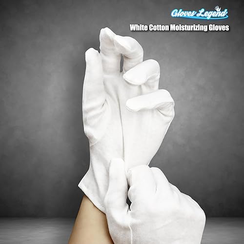 Miniatura 2 de 3 pares de guantes hidratantes de algodón blanco para manos secas, eczema, dormir, cuidado nocturno, 3 pares