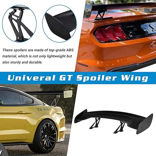 Miniatura 4 de KKoneAuto Alerón trasero universal de 47 pulgadas GT Alerón ajustable para maletero de carreras, ángulo de una sola cubierta, ajuste universal, ABS