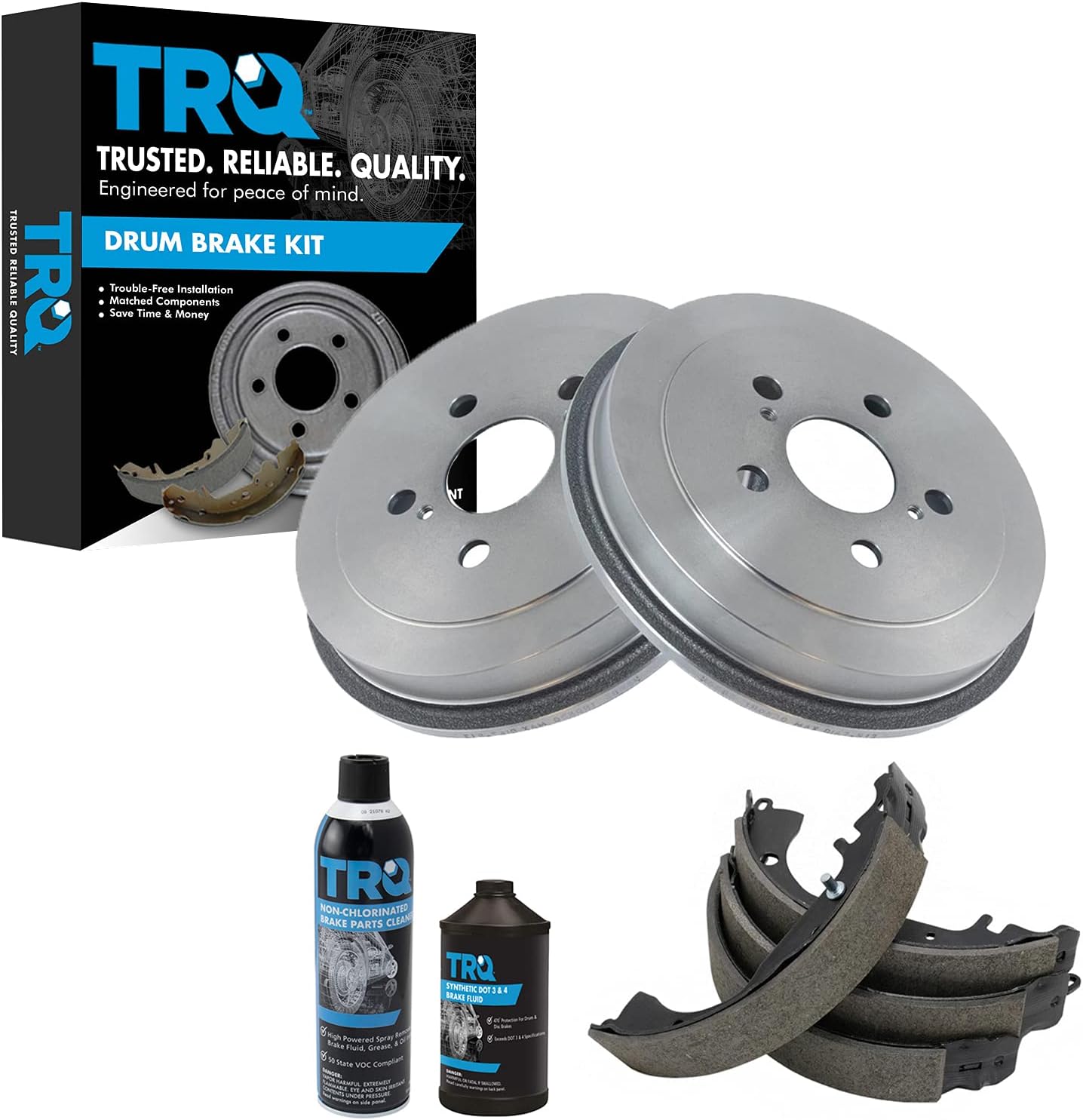 TRQ Rear Brake Shoe & Drum Kit Compatible with 2000-2005 Toyota Celica 2003-2008 Corolla 2004-2008 Prius