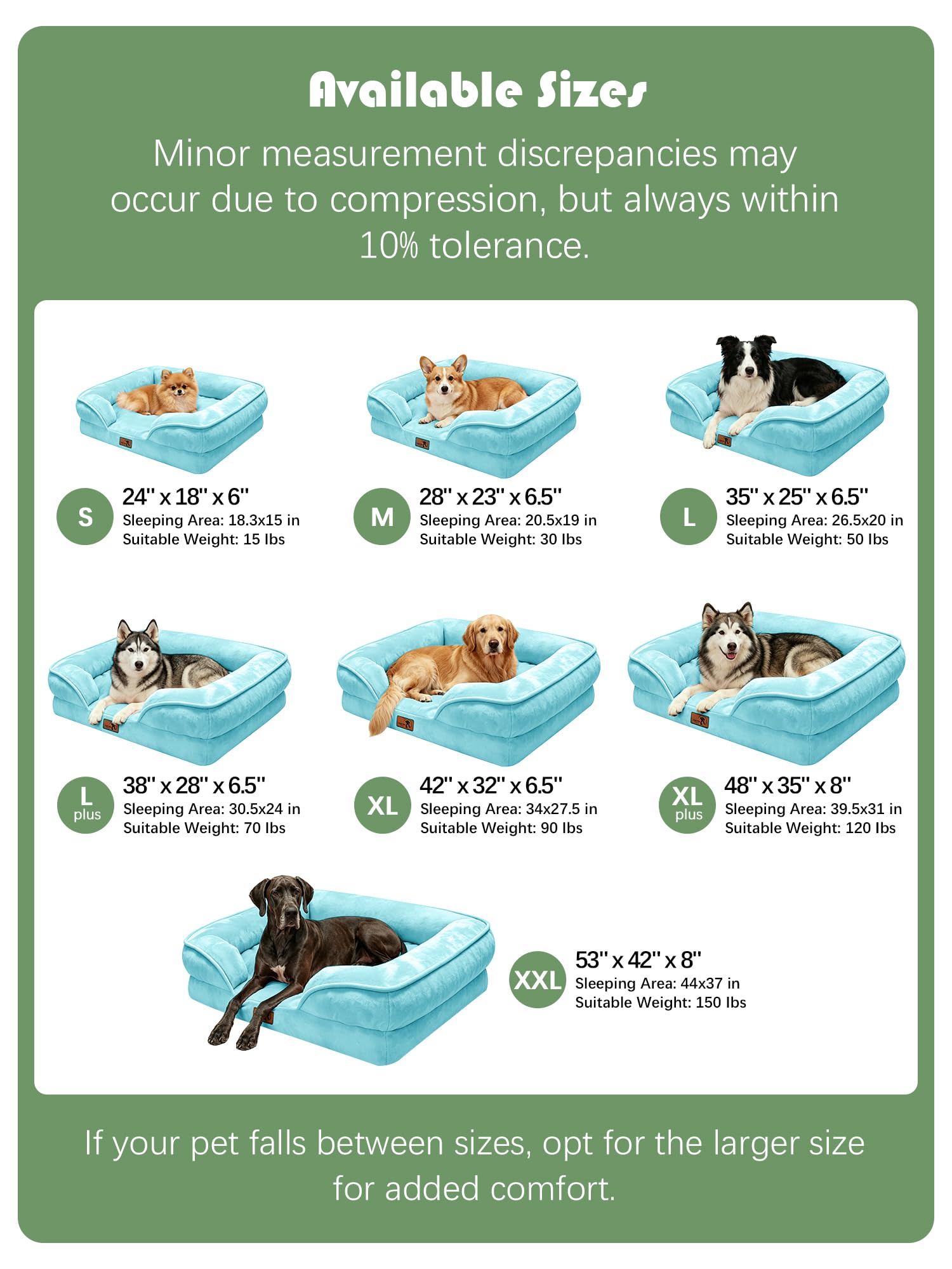 Spotted Play Orthopedic Dog Bed with Sides - Sofa Beds for Medium Dogs, Supportive Foam Pet Couch Bed with Washable Removable Cover, Waterproof Lining and Non-Slip Bottom, Ice Blue - M view 7