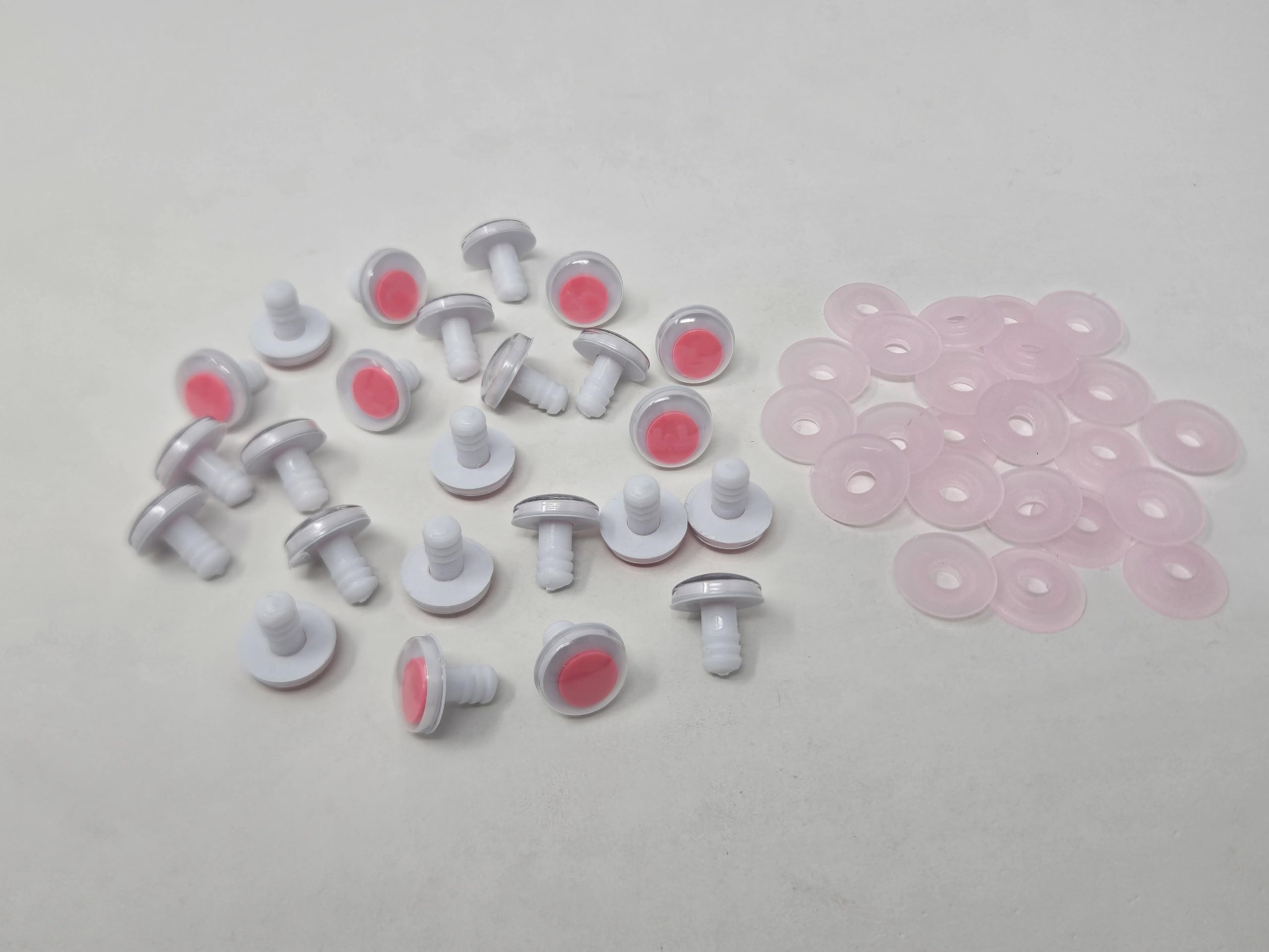 Pair of Zim's 12mm Round Moving Wiggle Googly Plastic Safety Eyes with Washers for Craft Amigurumi Dolls or Puppets (Pack of 12) (Pink)