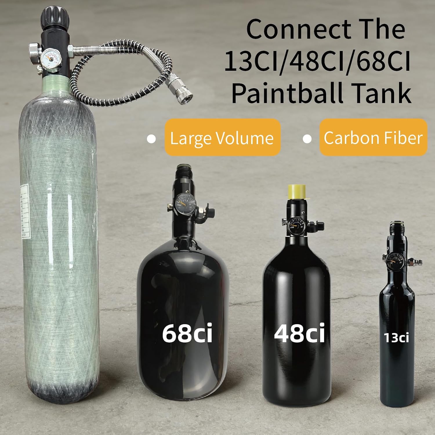CE 2L 4500psi Paintball Tank System,Paintball/hpa Tank pcp/Paintball air Tank Carbon Fiber pcp Tank air Tank Scuba Tank with M18*1.5 Thread Dual Gauge Valve,Produced in November 2025