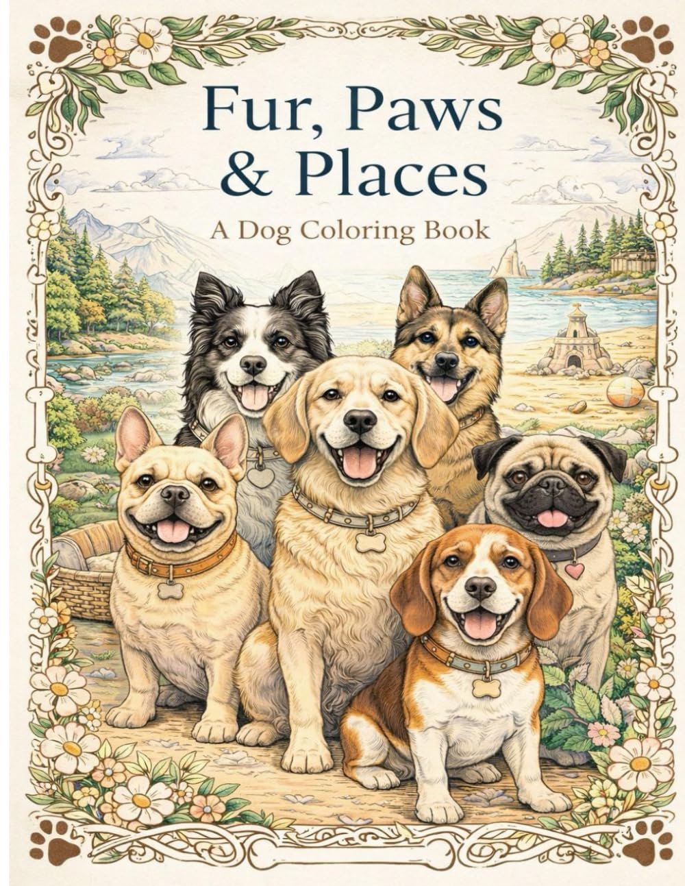 Fur, Paws & Places: A Dog Coloring Book