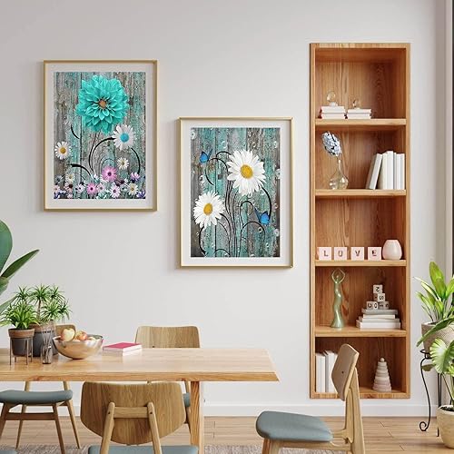 Miniatura 2 de Paquete de 4 pinturas de diamantes de flores, kits de pintura de diamantes 5D para adultos y niños, accesorios de pintura de diamantes, kits de arte