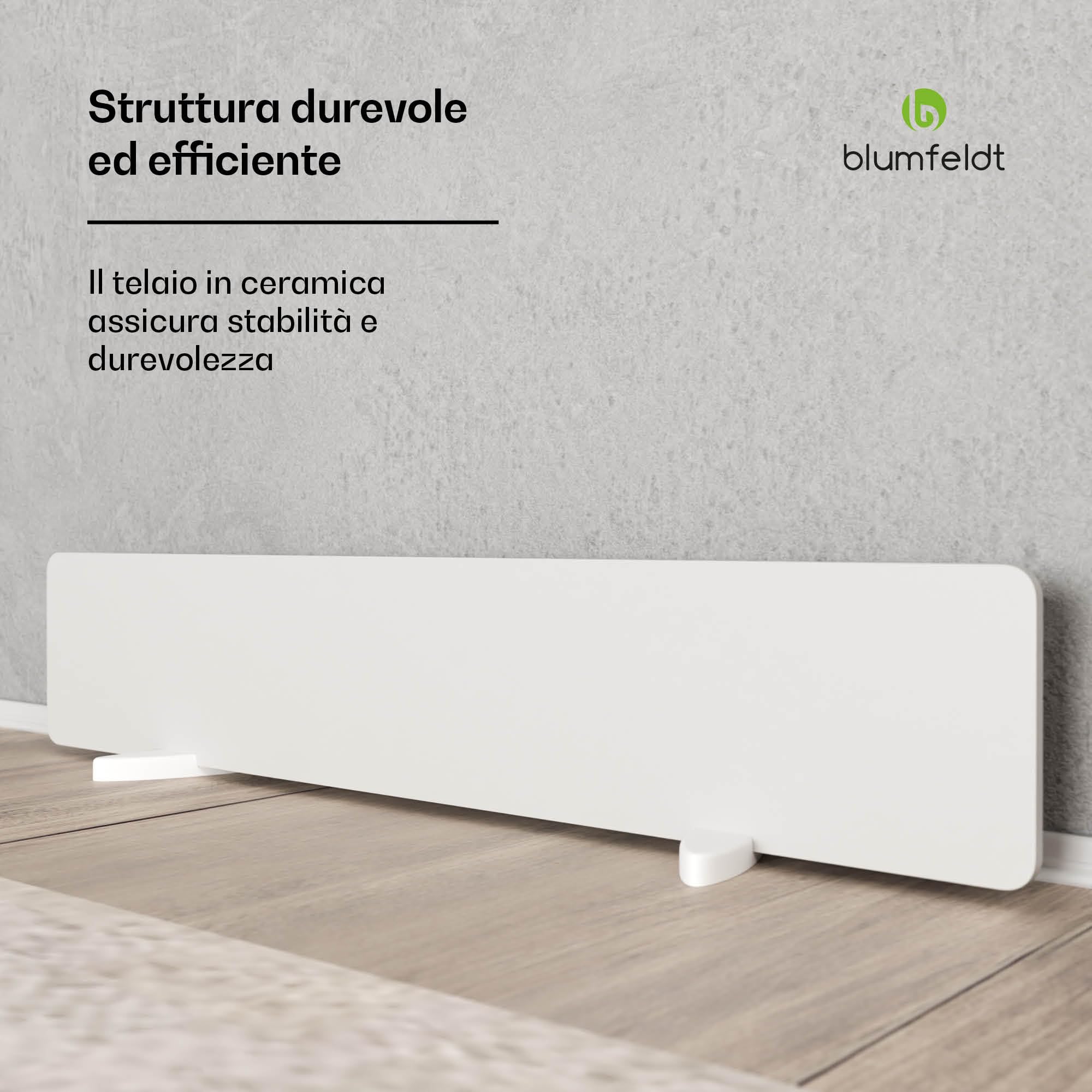 blumfeldt - Pannello Radiante A Parete, 50W, A Infrarossi, Ip24, Struttura in Ceramica, Fisso O Flessibile, Consumo Energetico Ridotto, Ideale per Cantieri & Progetti di Bricolage
