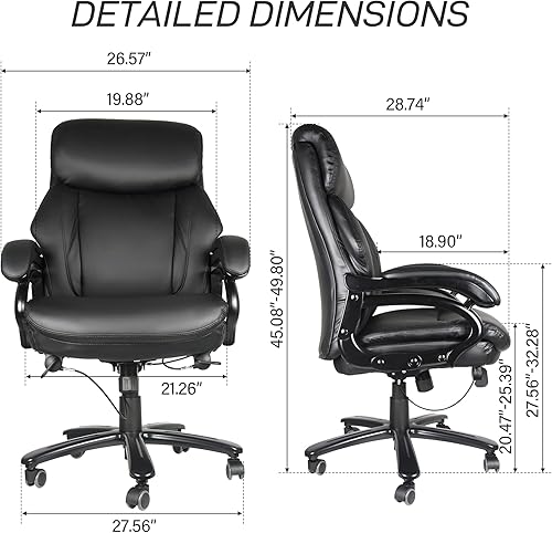 Miniatura 3 de Sillas de gestión y sillas ejecutivas de 400 libras silla de escritorio de oficina de piel sintética con reposabrazos y cojín ergonómico suave y