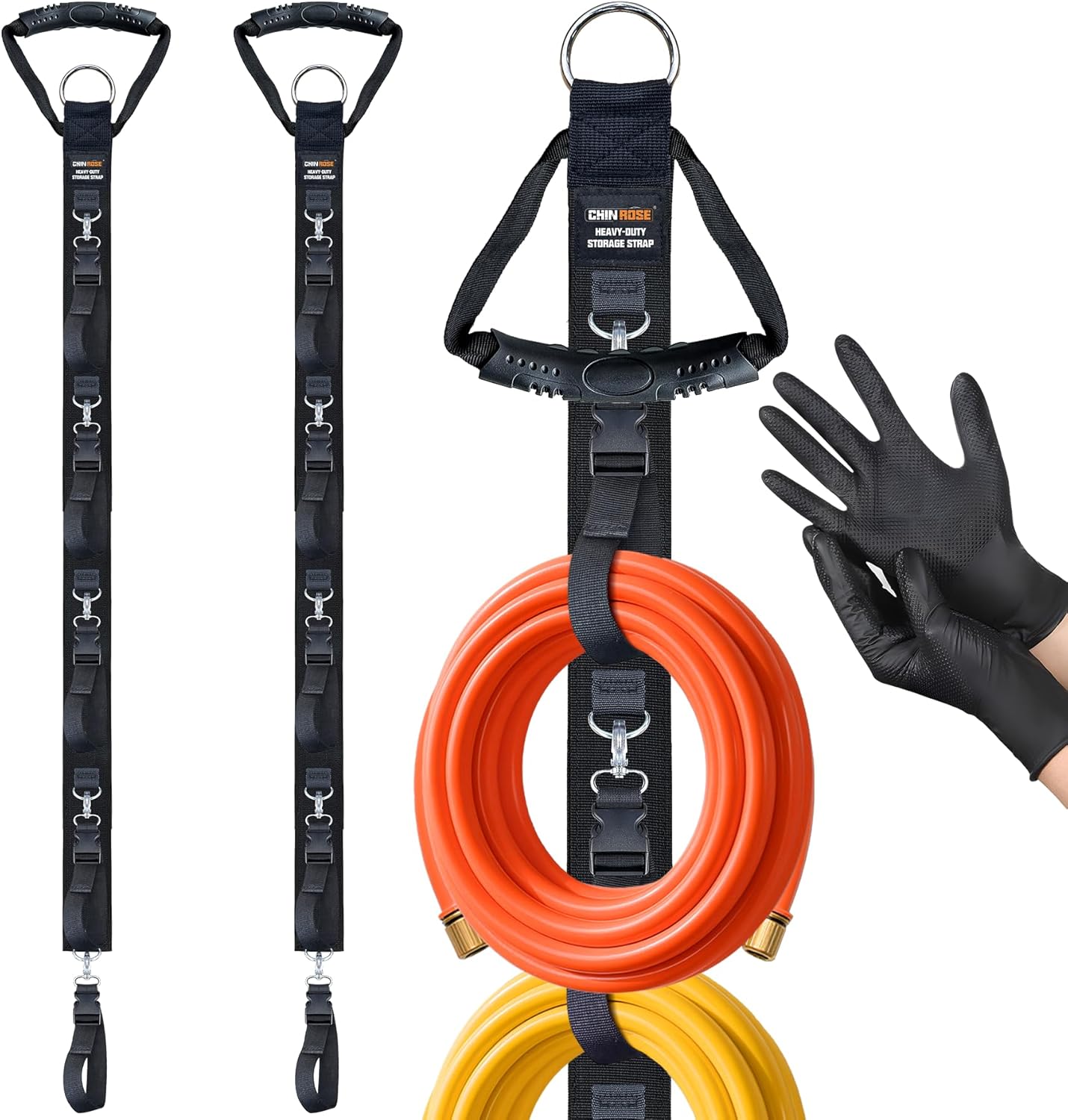 Extension Cord Organizer, 2 PCS Extension Cord Hanger with 5 Detachable Straps, Garage Garden Storage Straps for Cable, Hose, Rope, Tool