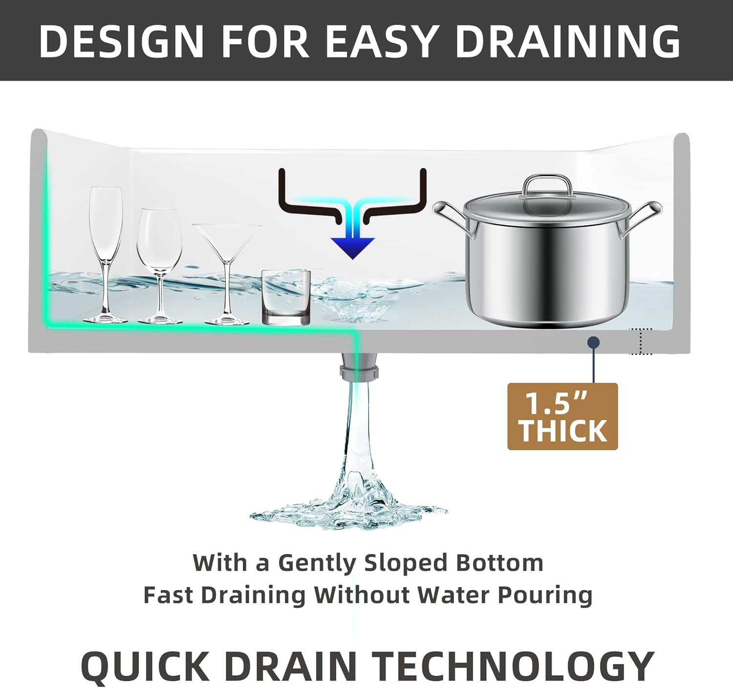 GETPRO Fireclay Kitchen Sink, Stainless Steel Bottom Grid, and Kitchen Sink Drain Strainer