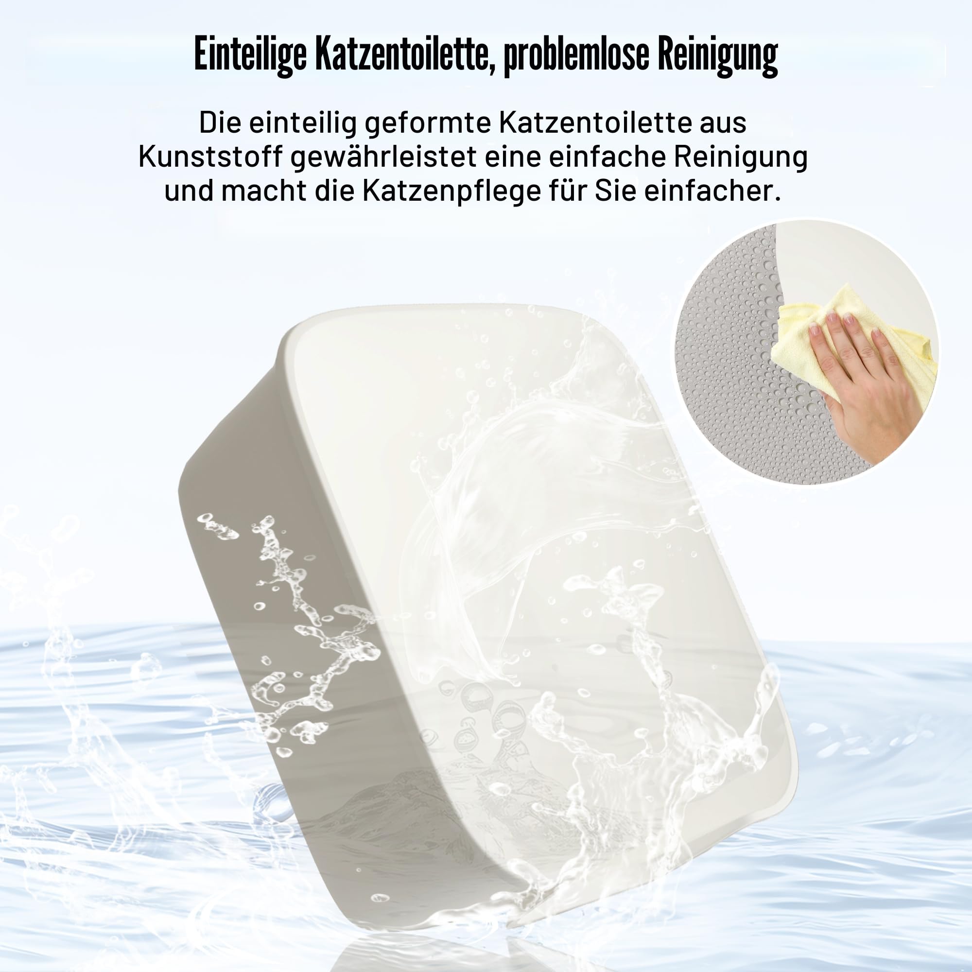 Suhaco Katzenklo Mit Hohem Rand Anti-Spritz Oben Einstieg 49 x 42 x 22 cm Leicht Zu Reinigen Katzentoilette Mit Niedrigem Einstieg Für Kleine Und Mittelgroße Katzen Toilette, Weiß M