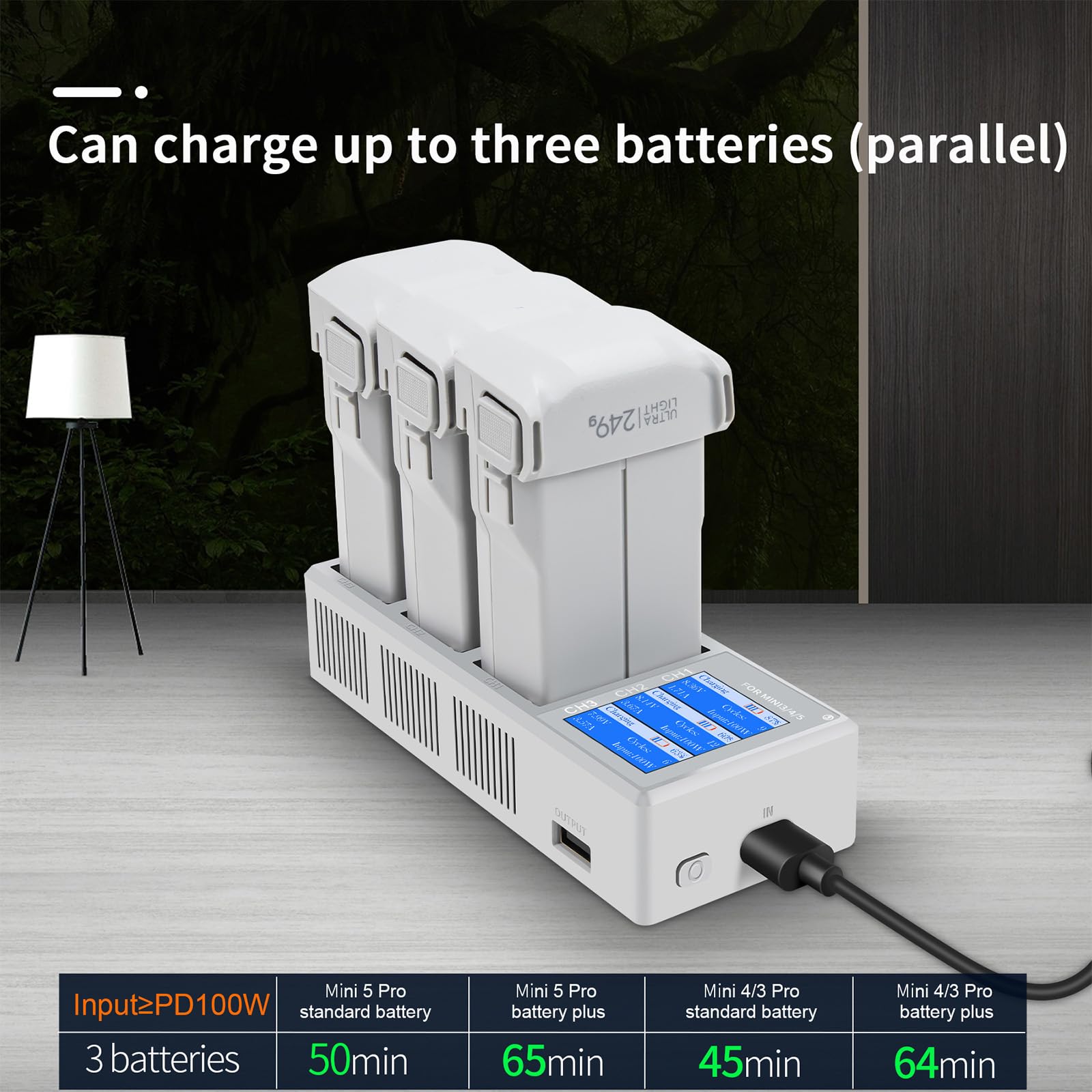 Stazione di ricarica intelligente della batteria da 100W con display a