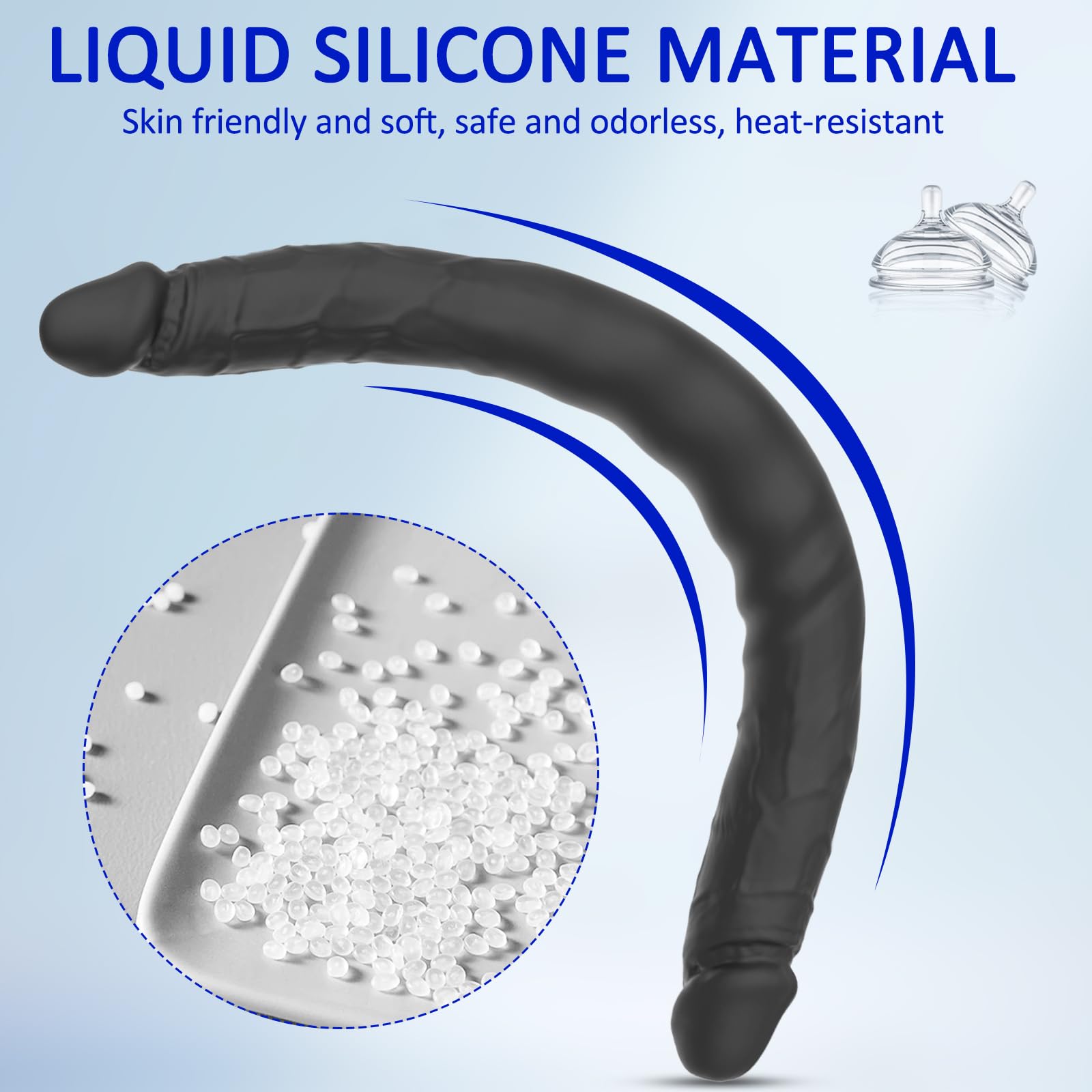 BDSMLOVE Consolador doble de silicona de 40 cm, consolador, consolador largo de doble cara con venas y glande, juguete sexual doble para mujeres en solitario