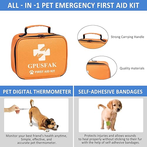 Miniatura 7 de Kit de primeros auxilios para perros, kit de primeros auxilios para mascotas, kit de emergencia para mascotas, arnés de hamaca, cortaúñas,