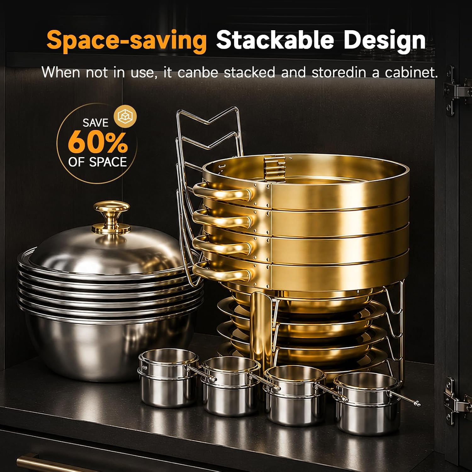 Gold Chafing Dishes for Buffet, 4 Pack 5QT Food Warmer Set for Home Parties